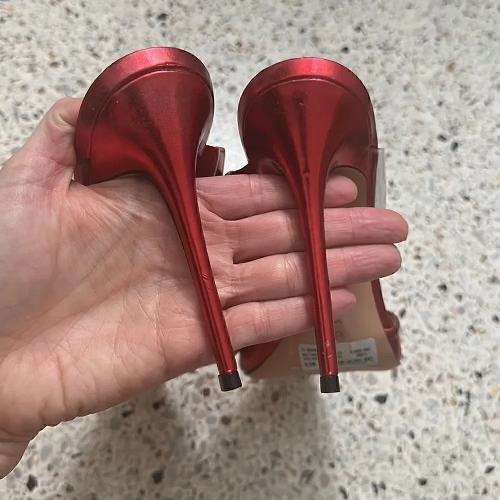 Schutz Sionne red clear transparent heel slingback 9.5